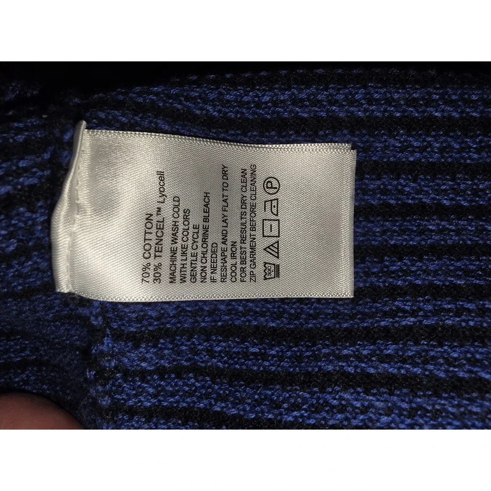 Tommy Bahama Mens XL Blue Striped Quarter Zip Cotton Tencel Pullover Sweater